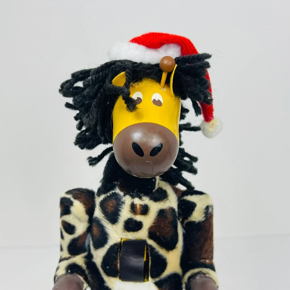 Giraffe Christmas Nutcracker Safari Animal Print Santa Hat 12 Inch Decor